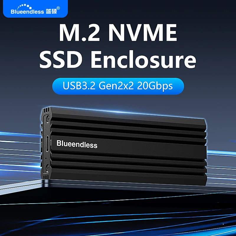 BLUEENDLESS 20Gbps M.2 PCIE NVME Enclosure USB 3.2 Gen 2x2 Type-C To M2 SSD Case Adapter Support 8TB for 2230 2242 2260 2280 SSD