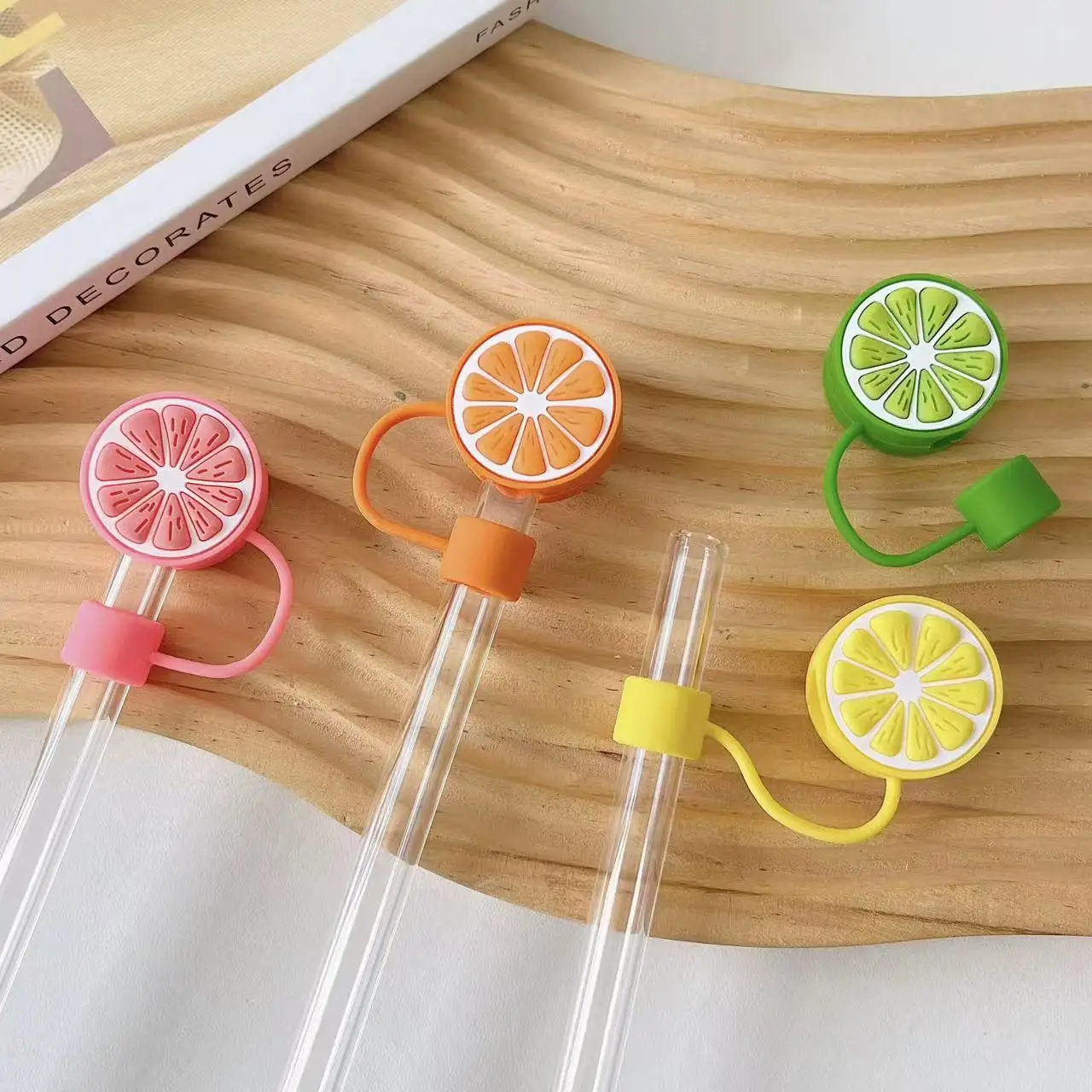 Cute Lemon Straw Covers Kawaii Silicone Straw Toppers For Stanley Cup Dust Proof Straws Cap Tumbler Accessories For 10mm Straw