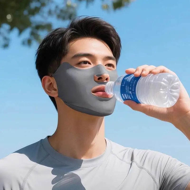 

Ice Silk Face Mask Men's Summer Outdoor Running Golf Cycling Mouth Exposure Nose Breathable Sun Protection Fishing