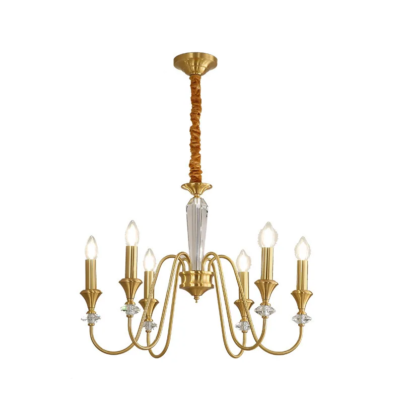 الفرنسية العتيقة الأسود النحاس قلادة أضواء الثريا لغرفة المعيشة غرفة نوم غرفة الطعام الديكور LED شمعة الثريات