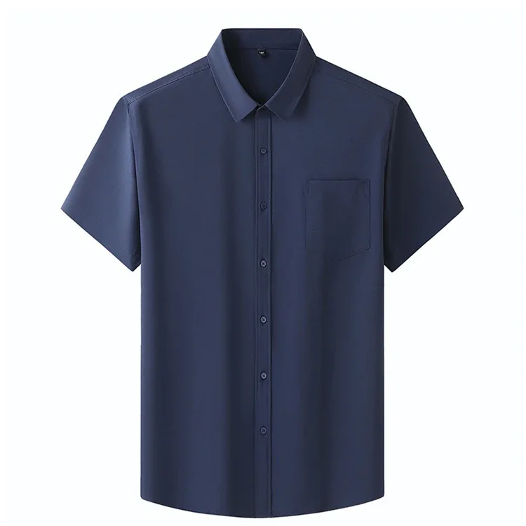 Overhemden Voor Mannen Plus Maat 1xl-7xl Korte Mouw Effen Kleur Zakelijk Formeel Shirt Groot Formaat Zomer Wit Shirt 115-205Kg