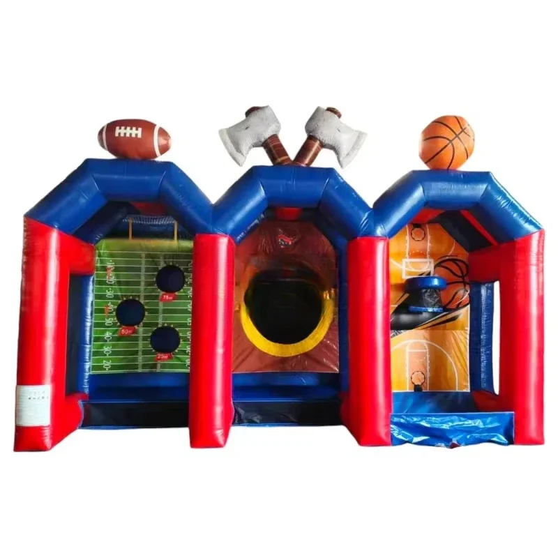 

Fun Design Inflatable 3 in 1 Carnival Games Football Basketball Rugby Ball Shoot goal Blow up House for Kid