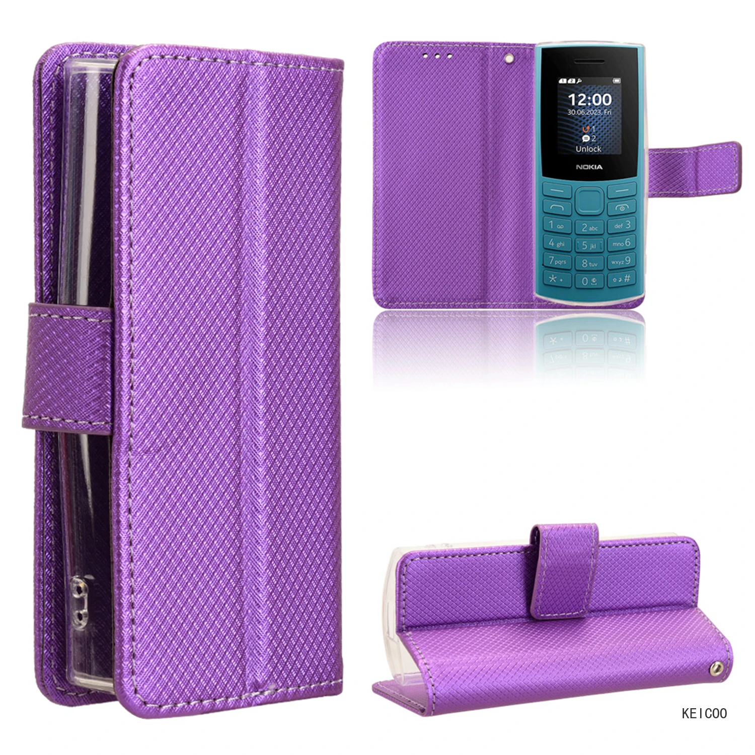 Diamond Pattern Leather Cover For Nokia C210 C110 C300 105 4G 2G 2023 TA-1393 Fashion Solid Color Housing Simplicity Shell Etui