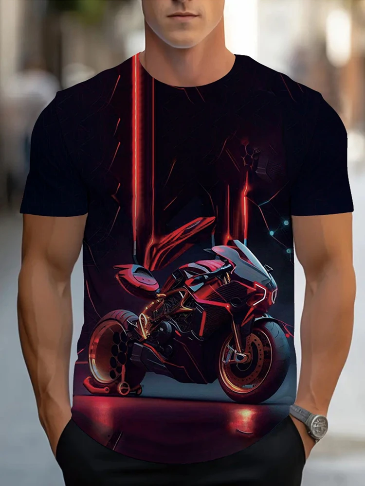 

Мужская футболка с 3D мотоциклетным принтом, городская уличная мужская модная рубашка с короткими рукавами, мужская футболка для спорта на открытом воздухе для фитнеса