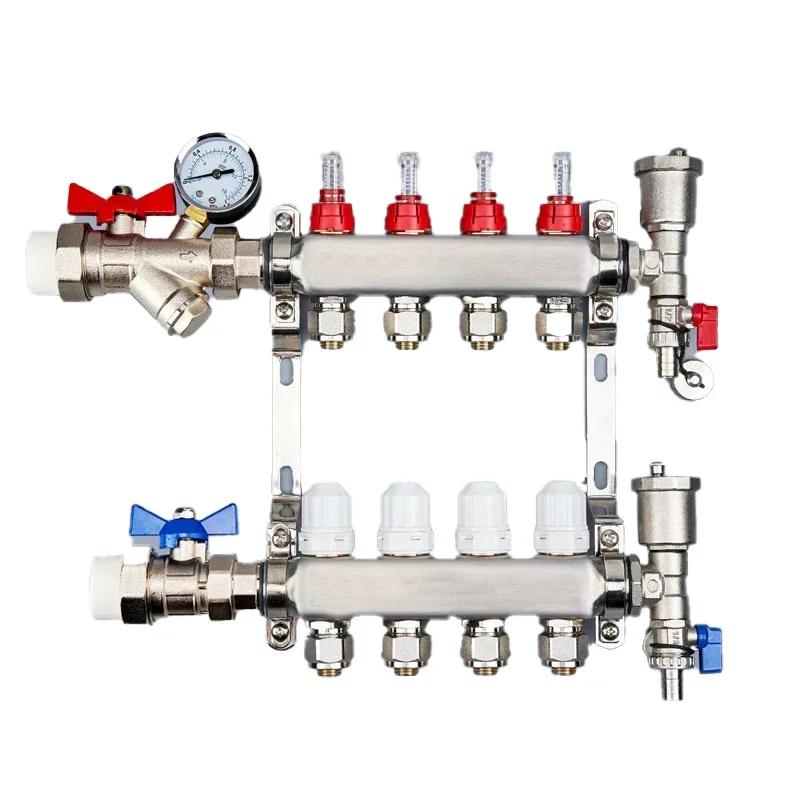 Floor Heating Diversity Collector With Flowmeter Set Home Intelligent Constant Temperature All Copper Geothermal Large Flow