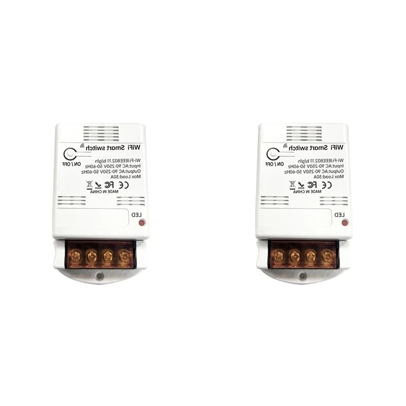 ABFS 2X Wifi Smart Switch 30A Relay Module Smart Switch Controllers Home Automation On-Off Timing Speech