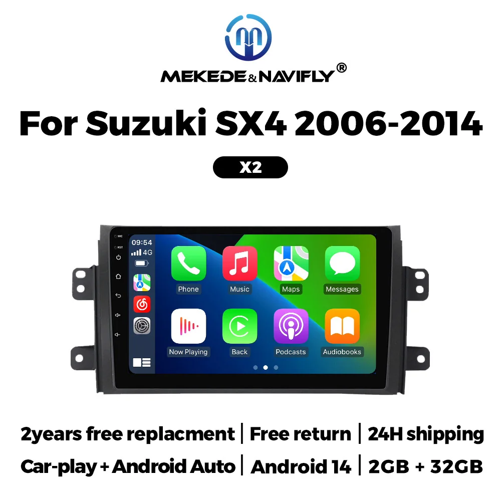 MEKEDE Android Scherm Autoradio Stereo Voor Suzuki SX4 2006-2014 Draadloze Carplay Auto WIFI BT RDS Auto Multimedia Video speler