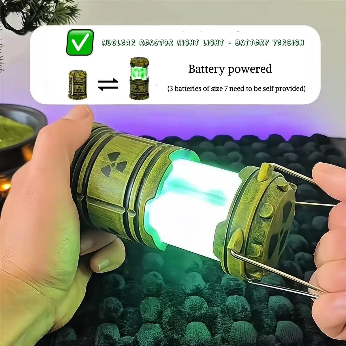 

2025 Nuclear Reactor Night Light, Lift to Glow Hanging & Handheld Desk Lamp for Bedroom/Game Room No Battery Included (AAA x3)