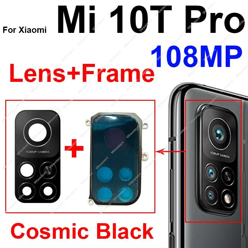 Back Rear Camera Lens Glass Cover Frame For Xiaomi Mi 10T Pro 10T Lite 10i 5G Main Camera Lens Frame Sticker Repair Parts