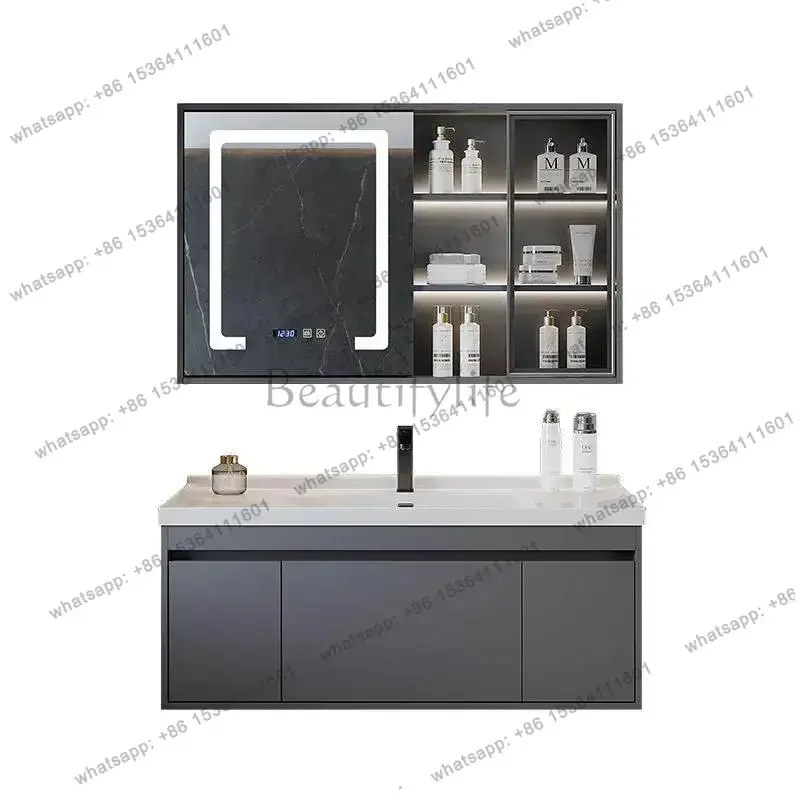 Nordic light luxury bathroom cabinet combination modern simple bathroom ceramic integration