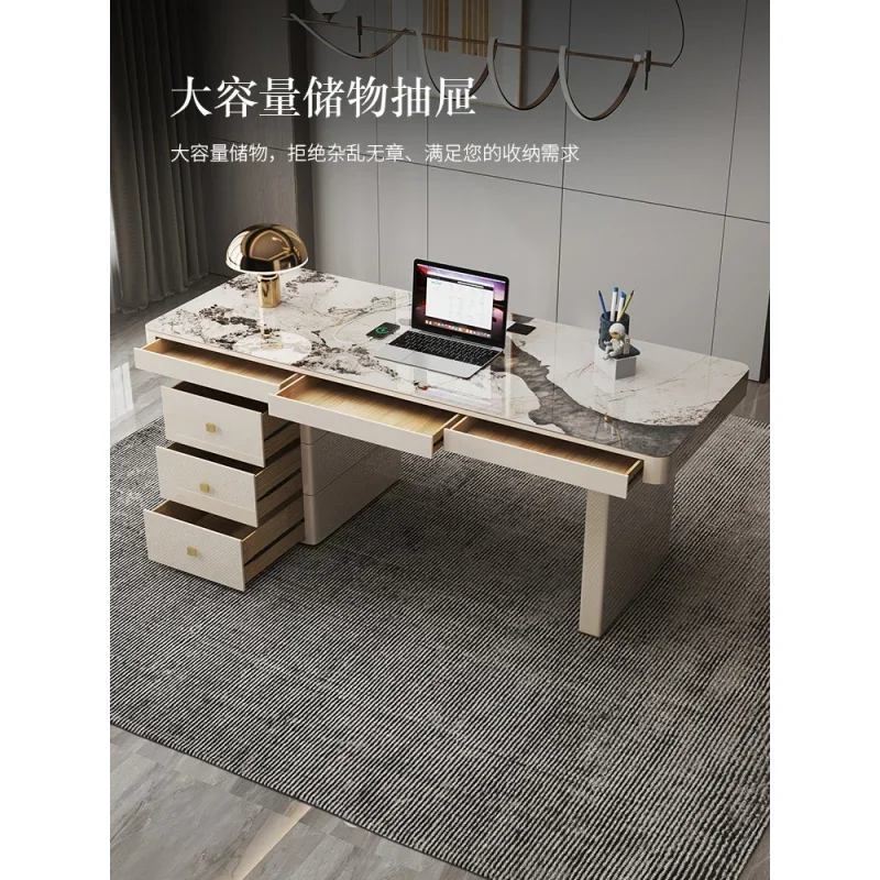 Modern light luxury rock board small family Nordic study desktop computer desk simple writing desk office desk household