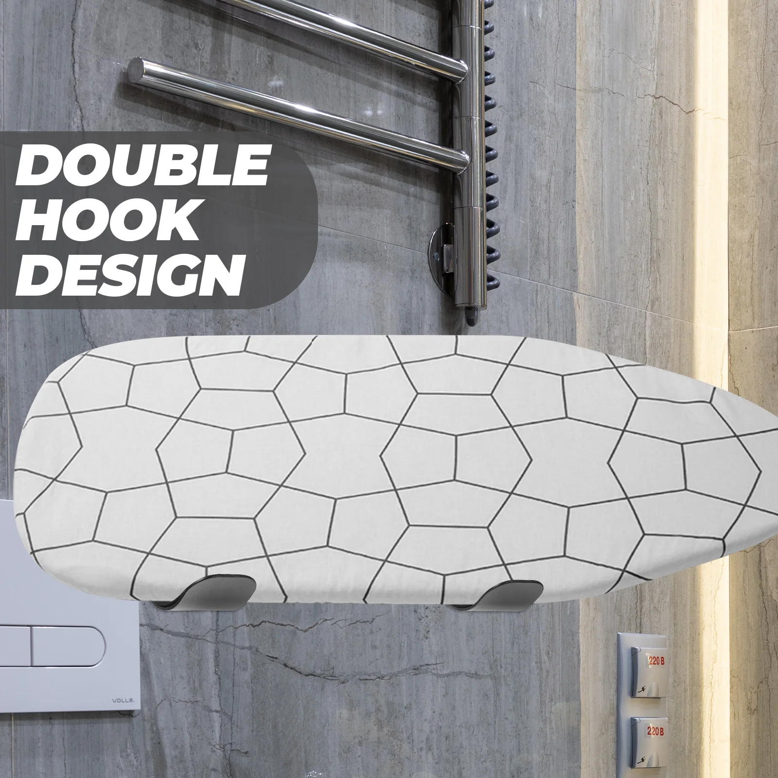 

Wall-Mounted Ironing Board Hook Holder Shelf Steel Space-Saving Hanger Laundry Room Utility Basement Strong Load-Bearing