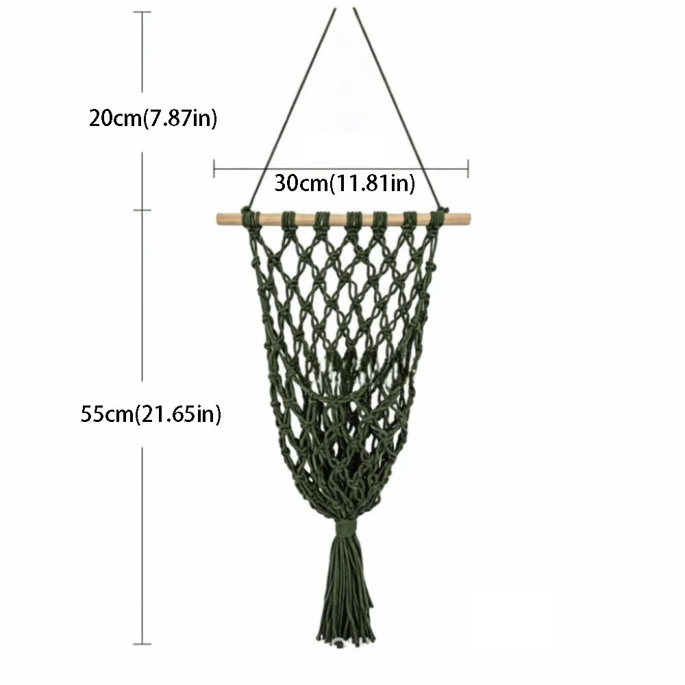 Handmade Woven Fruit Storage Basket Wall Mounted Tassel Design Hanging Wall Holder Four Season Use Hanging Hammock Style