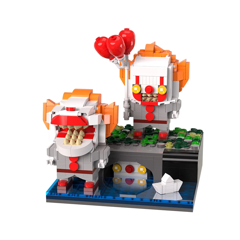 

Конструктор MOC «Танцующий клоун Пеннивайз» по мотивам фильма «Оно», диорама сцены в канализации, Пеннивайз с красным шаром, игрушка из кирпичиков, подарок для взрослых