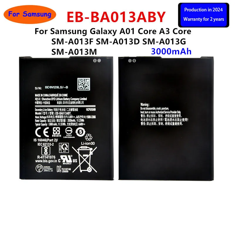 

2024 years Brand New EB-BA013ABY 3000mAh Battery For Samsung Galaxy A01 Core A3 Core SM-A013F SM-A013D SM-A013G SM-A013M