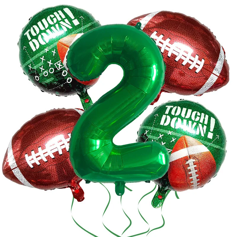 5pcs Rugby ball ball set green digital balloon suite champion trophy trolley ball ball ball set of rugby party decoration