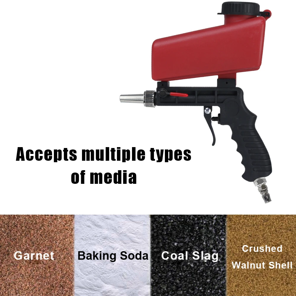 Sandblasting Gun Adjustable Portable Gravity Sand Blaster 90psi Small Sand Blasting Machine Handheld Pneumatic Blasting Gun Set