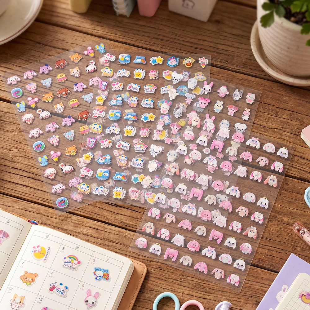 Cute Kawaii Mini Cartoon Decor Stickers Aesthetic Transparent Decals for DIY Diary Scrapbooking Art Craft Supplies