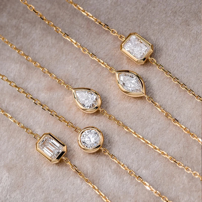 

Certified 1/2CT Moissanite Solitaire Bracelet for Women Lab Diamond S925 Sterling Silver Plated 18k Chain Jewelry Birthday Gifts