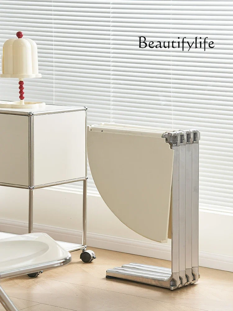 B Medieval Foldable Multi-functional Round Table Designer Semi-round Dining Table Household Small Apartment Coffee Table