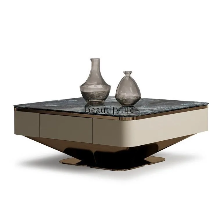 

Italian square marble coffee table modern simple living room tatami