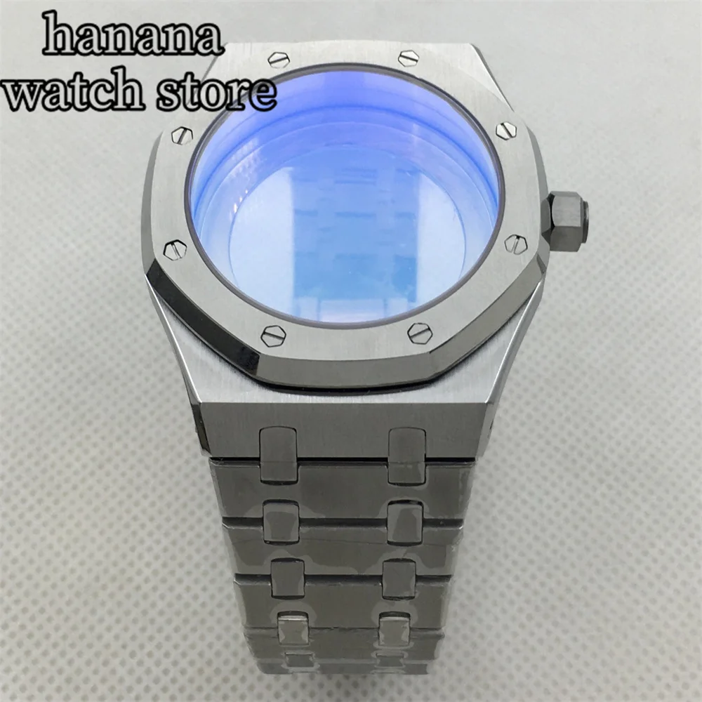BLIGER 42.5mm octagonal silver case stainless steel bracelet with NH35 NH36 NH72 PT5000 movement sapphire glass
