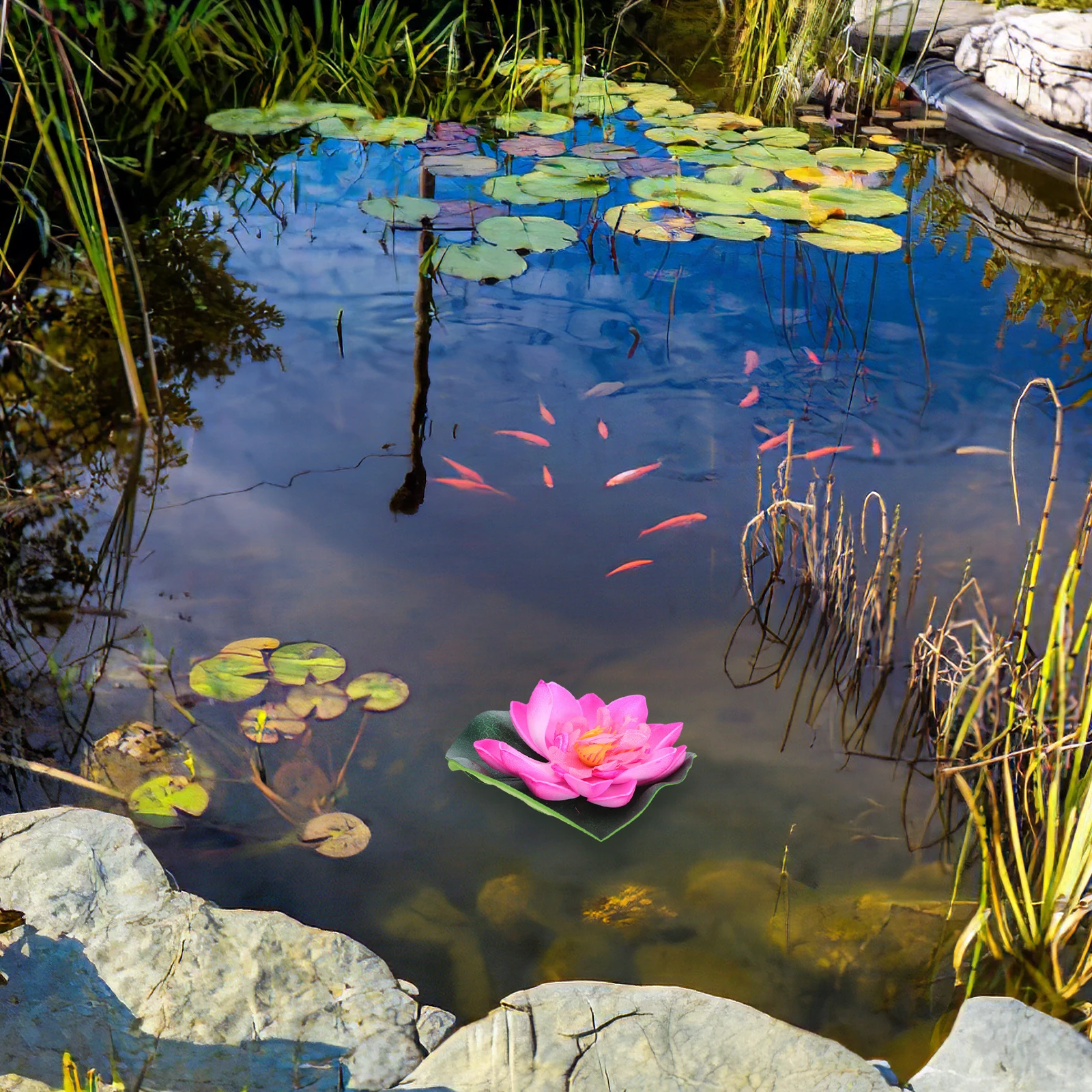 

5pcs 10Cm Eva Lotus Flowers Realistic Artificial Water Lily Pads Multi-Color Pond Decoration Pool Garden Nursery Decor