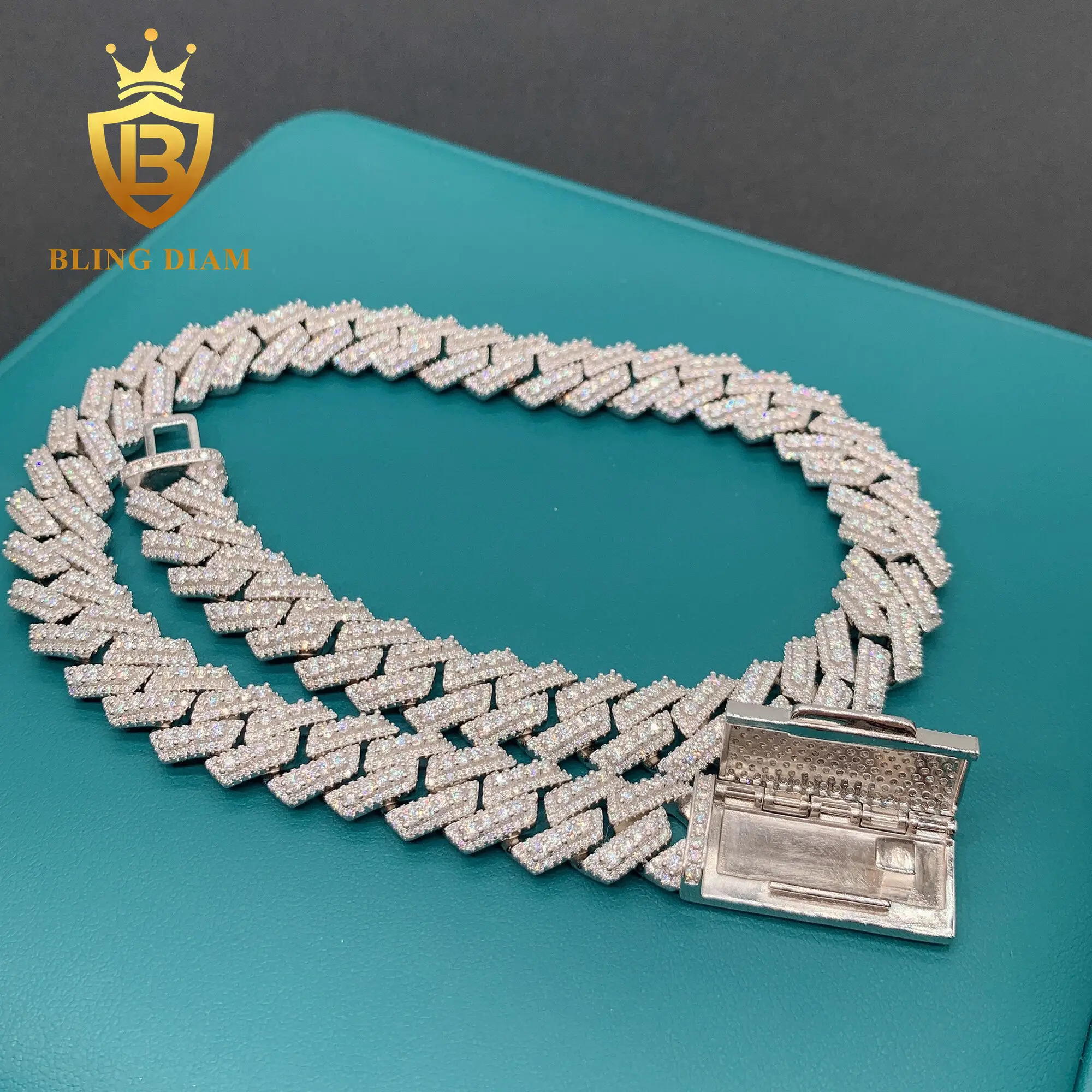 Tredndy Jewelry Iced Out 5a+ Cz Diamond Cuban Link Chain 15mm Miami Hip Pop Chain for Men Women