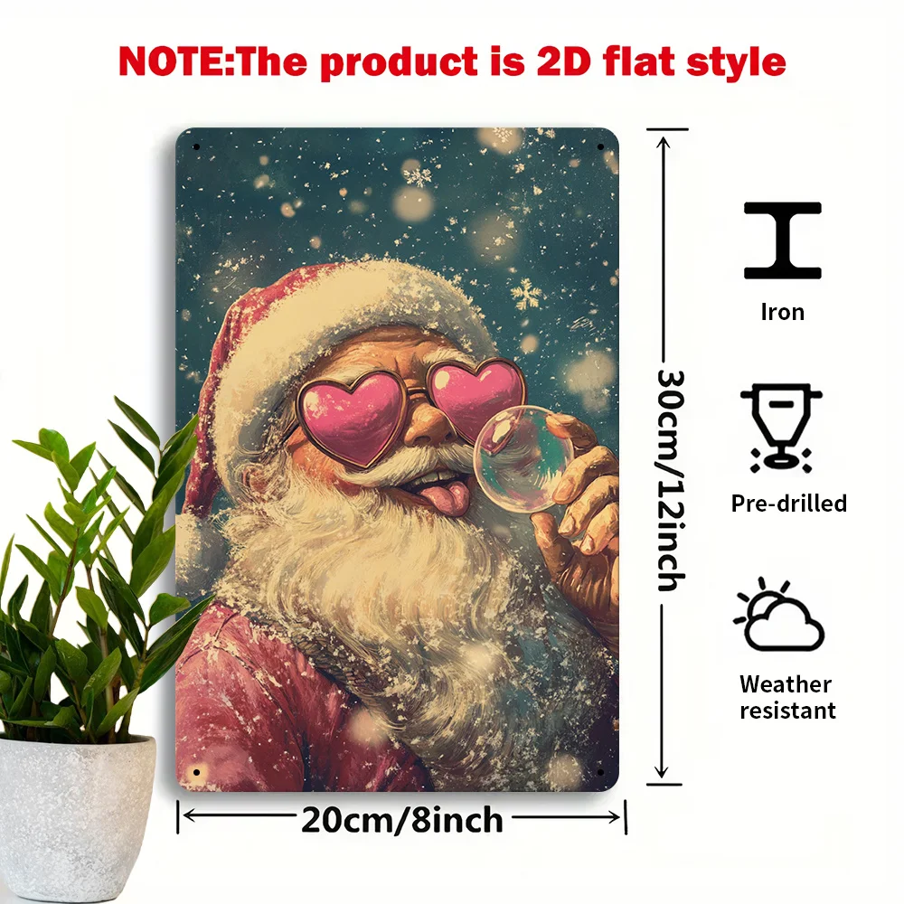 2D Flat - 1pc of 2D Flat Festive Figure Made of Bubble Iron Metal, Measuring 20.32X30.48 cm. This Vintage Decorative Sign Adds a