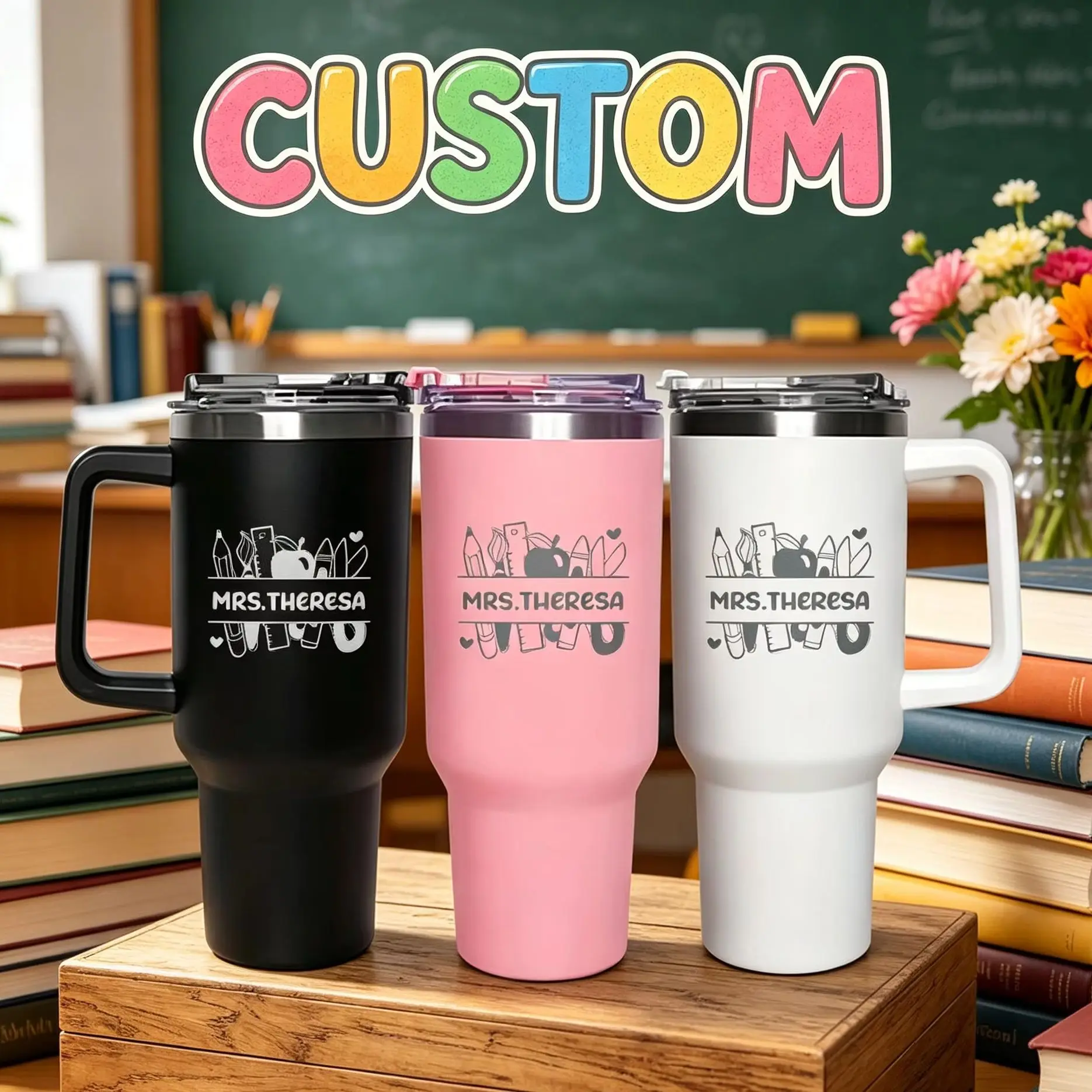 40oz Custom Stainless Steel Tumbler,Perfect Graduation Gift for Teachers,Teacher Appreciation & Birthday Gift, Graduation Season