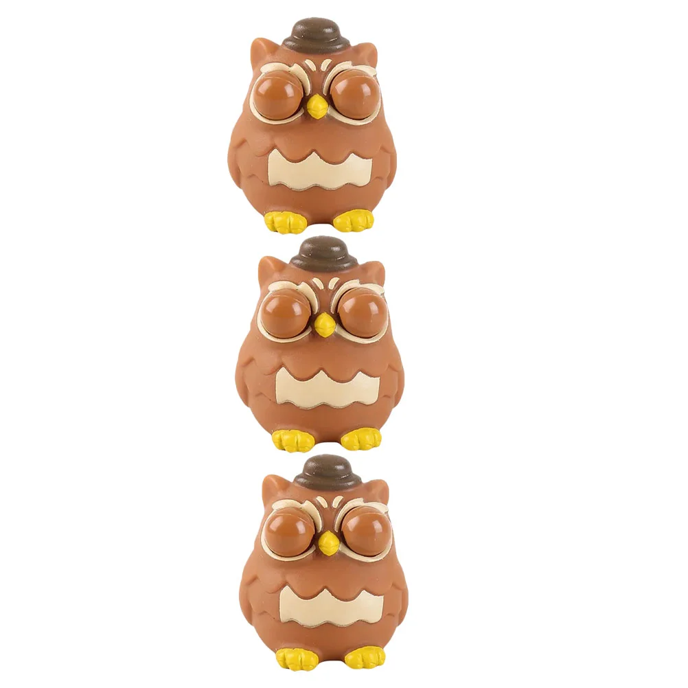 

3 Pcs Pinch Music Anxiety Relief Toy Owl Squeeze Toys Desk Animal Party Favors Pvc Cute