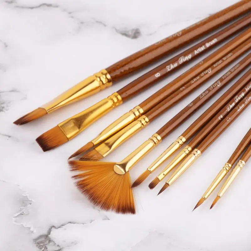 F3MA 10 pennelli per acquerello set pennelli per capelli in nylon varietà stile olio A