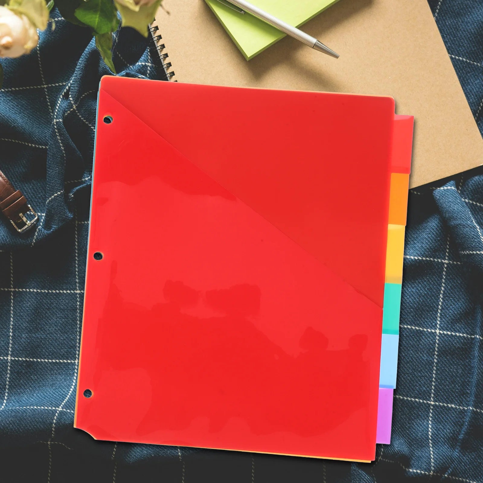 

6 шт., 6 цветов, вкладки для 3 кольцевых разделителей, пластиковые разделители страниц с карманами, разноцветные органайзеры с вкладками для офиса, школы