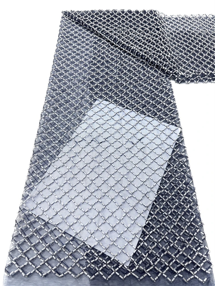 

Африканское кружево с пайетками, 5 ярдов, высокое качество, 2026, нигерийское кружево с бисером, вышитое кружево для пошива платьев, свадебных и праздничных нарядов