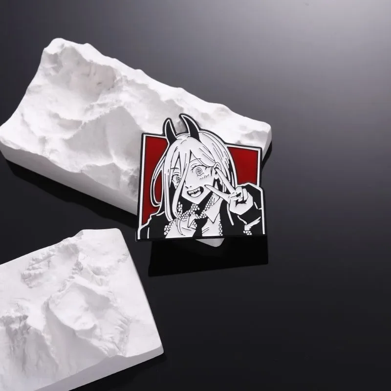 Anime Japanese Korean Comic Style Brooch Black and White Chainsaw Monster Metal Badge Trendy and Versatile Accessories Brooch view 3