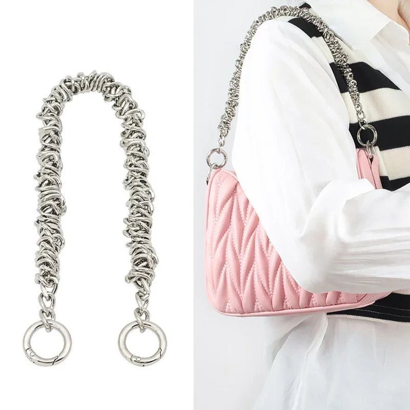 Exquisite Irregular Handbag Chain Metal Handle For Shoulder Bag Replacement Bag Parts Women Accessories 35CM Short Bag Strap