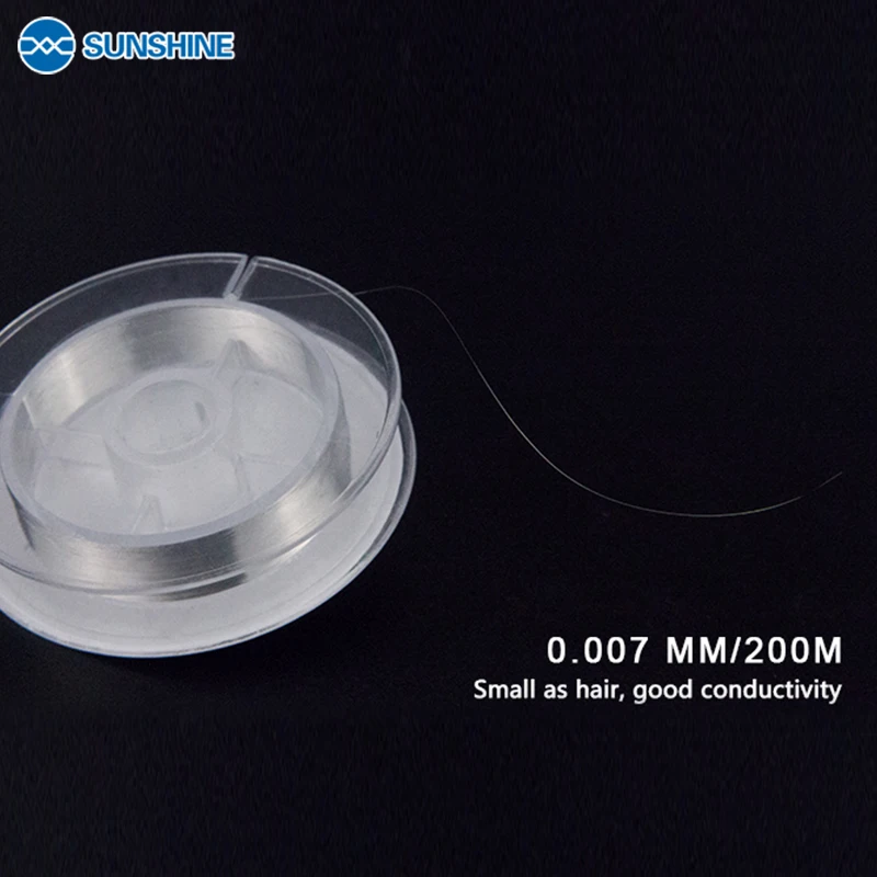 SUNSHINE  SS-007E Superfine Silver Jump Wire 0.007MM 0.009MM 200M for Mobile Phone Motherboard PCB Repair
