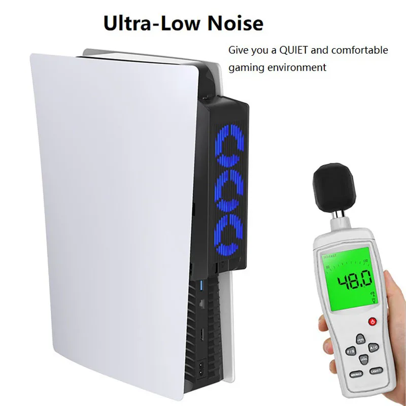Powkiddy LED Cooling Fan for Sony PS5 Game Consoles with USB Charging Easy Installation for Playstation 5 Console Cooling Cooler