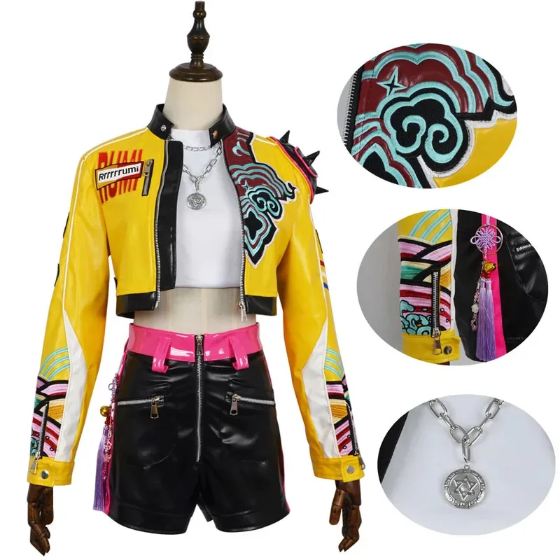 

l2025l New New Movie K-Pop Demon Hunters Cosplay Costume Rumi Top Pants Jacket Set Halloween Party Props Stage Show Accessories