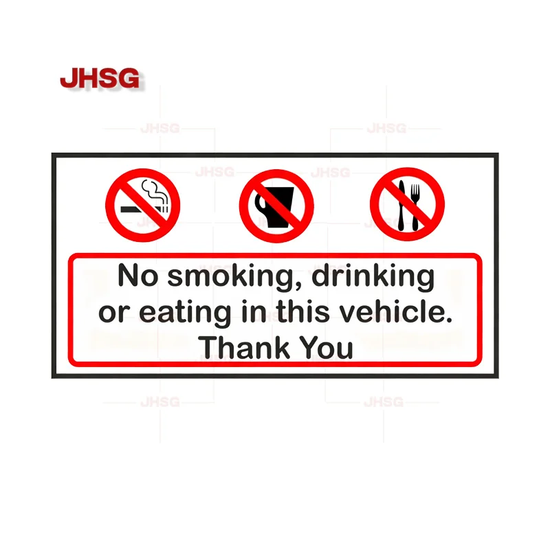 No Smoking Drinking or Eating in This Vehicle Stickers Car Van Lorry Taxi
