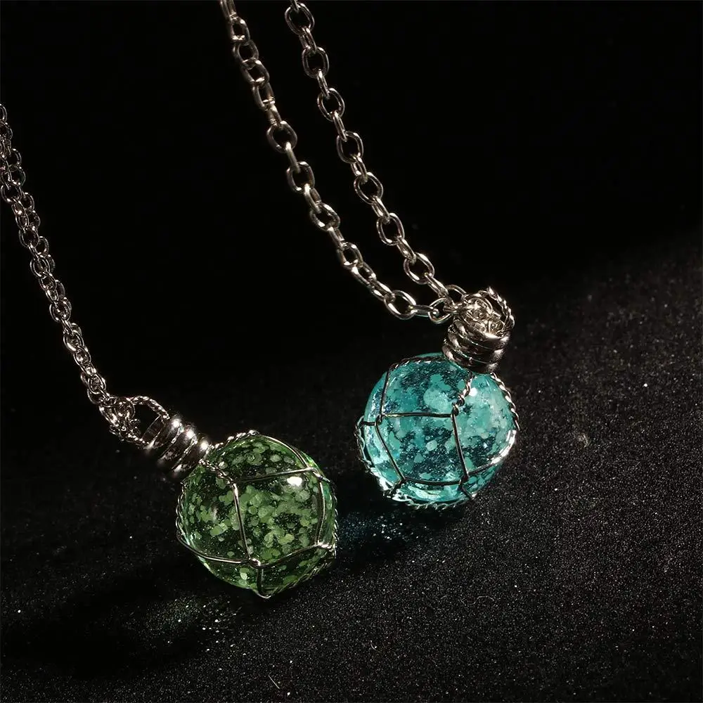 Green/Blue Creative Luminous Crystal Ball Chic Glow In The Dark Necklace