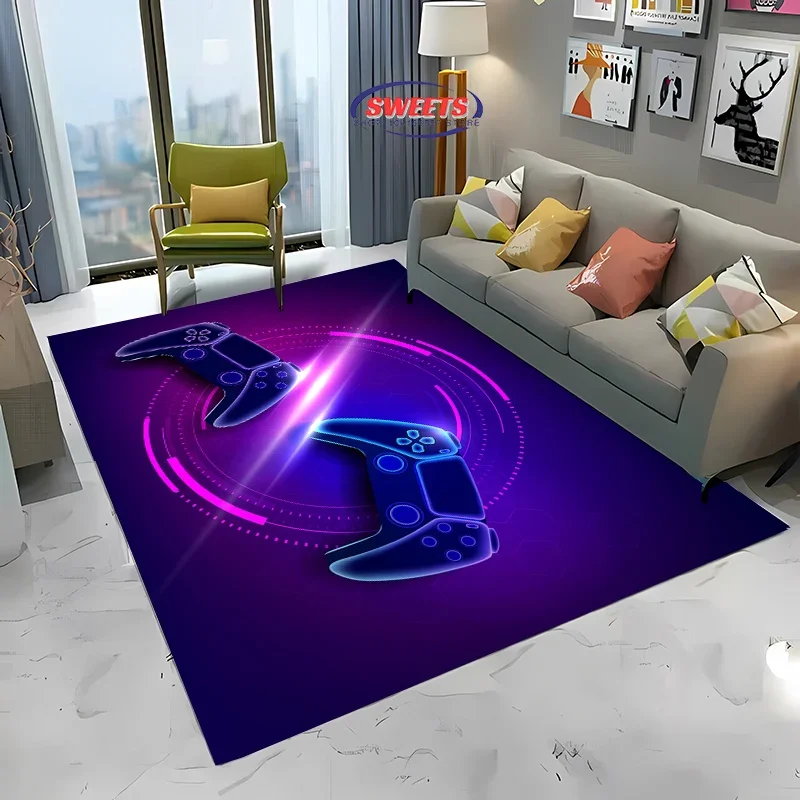 Durable Home Gamer Rug with Game Controller Design,Non Slip Floor Tapete for Kids,Decor Carpet for Living Room Bed Playrooms Mat 