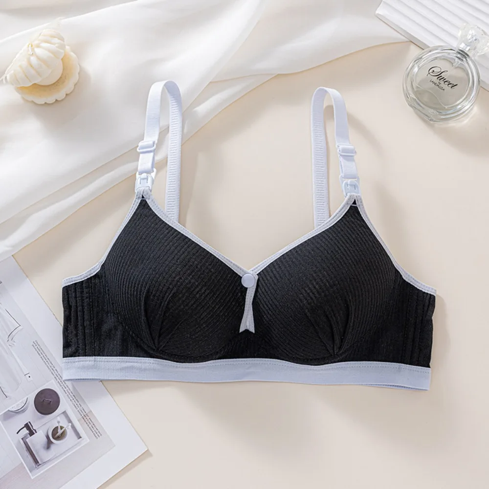 Fashion Double Buckle Nursing Bra Anti-sagging Breathable Pregnancy Bralette Push-up Comfortable Maternity Bra for Breastfeeding