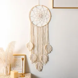 Macrame Dream Catcher with Leaf, Tree of Life Decoration, Wall Decor, Nordic Home Room, Aesthetic, Baby, Kids, Wedding