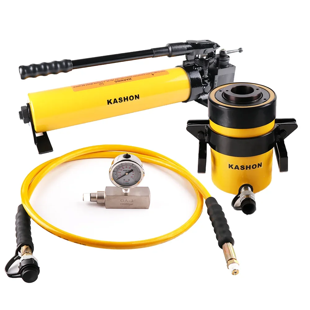 KSRCH-603 Single Acting 60 ton Hydraulic Hollow Plunger Cylinder Jack with Hand Pump and Accessories