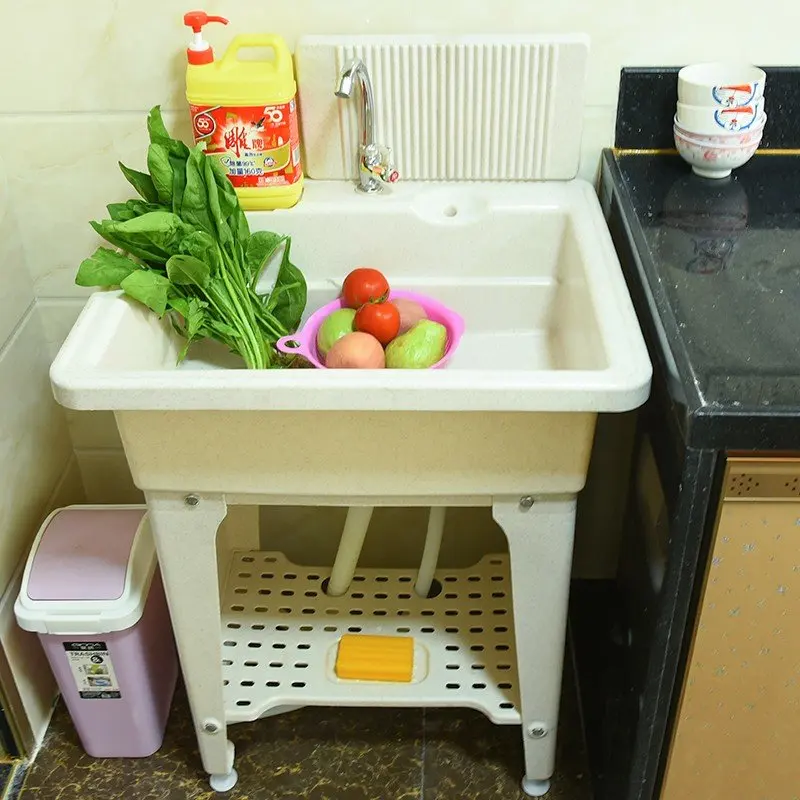 Picture 4: Simple plastic laundry pool with washboard Balcony washbasin Washbasin Washbasin Integrated laundry table Mop pool