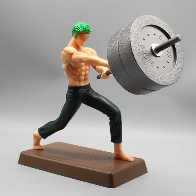 24cm One Piece Anime Figure Gk Uno Fitness Roronoa Zoro Dumbbell Wooden Sword Pvc Action Figurine Decoration Model Toys Gifts