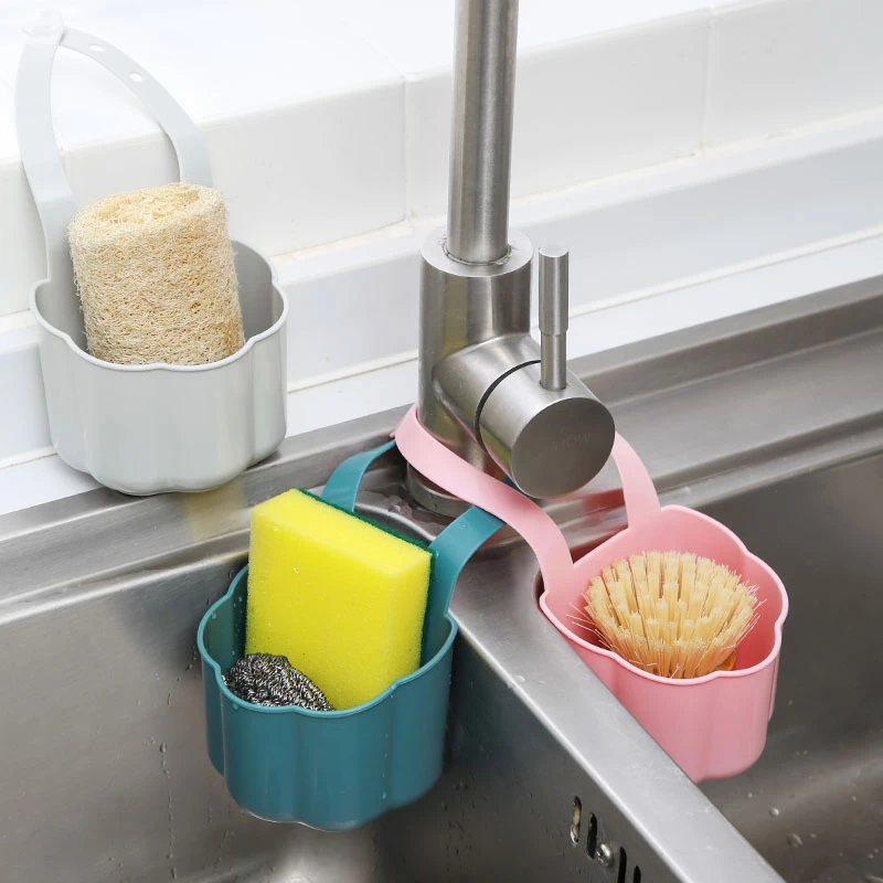 Kitchen Sink Drain Rack Soap Sponge Holder Hanging Storage Basket for Bathroom Adjustable Faucet Holder Kitchen Accessories