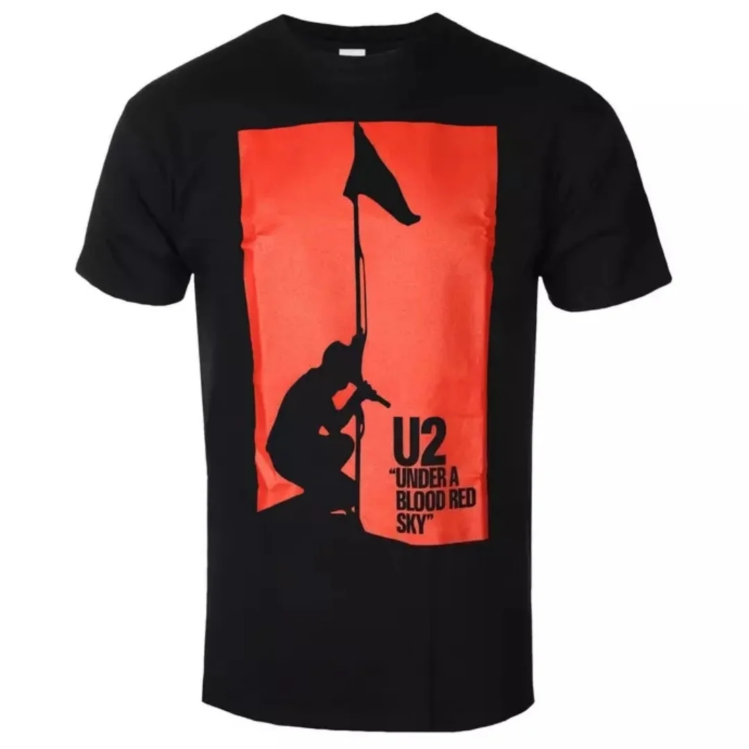 U2 Under A Blood Red Sky Inspired Print Tee Breathable Cotton T-Shirt For Daily And Concert Wear