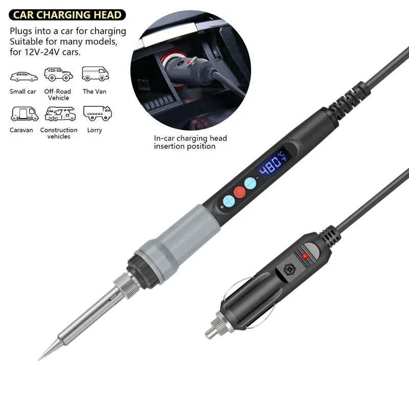 72w Soldering Iron Protable Digital Temperature Adjustment Ceramic Heating 24V Safety Low Voltage Electronic Welding Tools